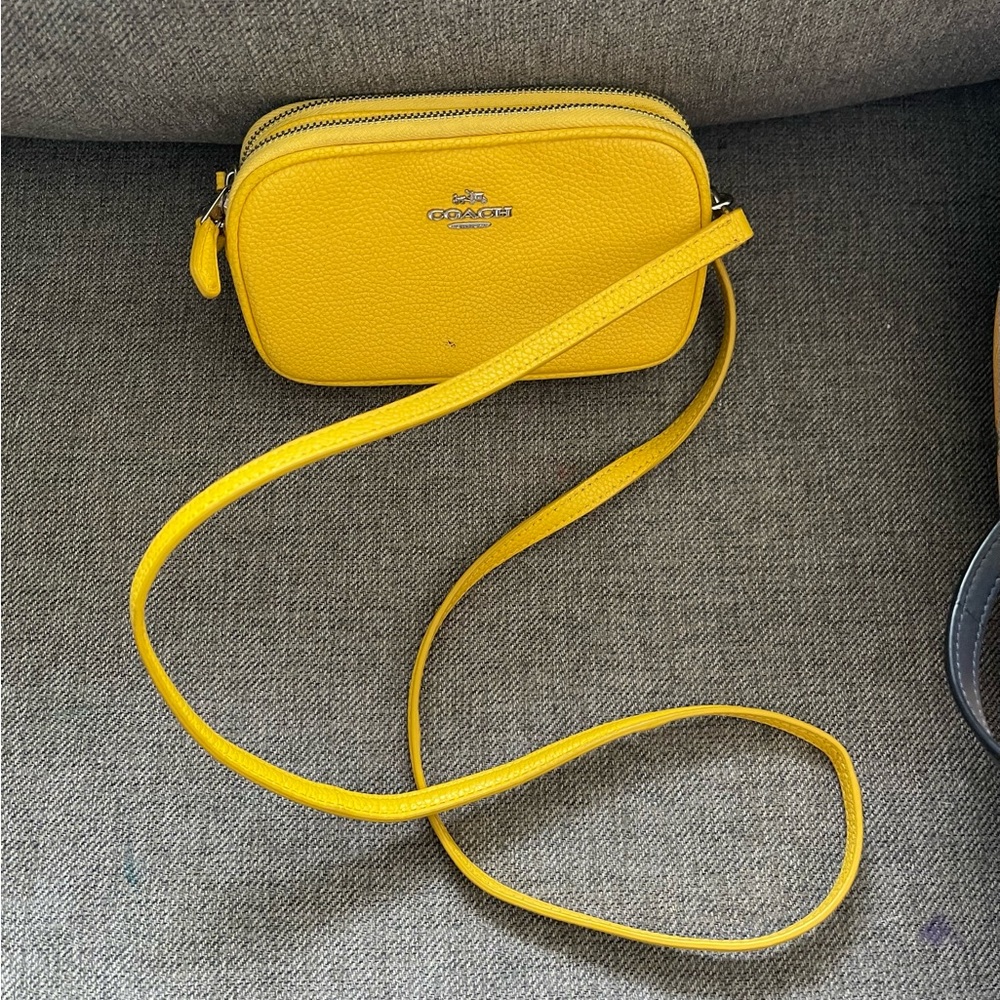 Coach Women's Yellow Double Zip Crossbody Bag